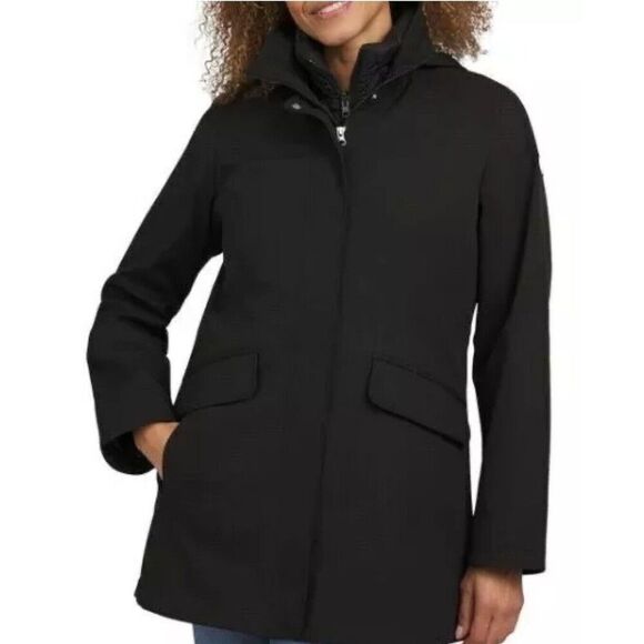Lands' End Women's 3-in-1 Systems Jacket w/ Removeable Puffer Vest Black Size L - Picture 4 of 9